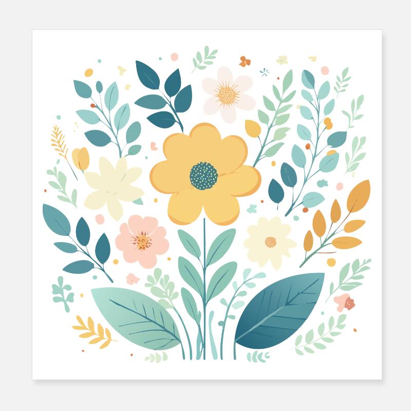 Douce floraison florale pastel - Boho Botanical Poster 20 x 20 cm