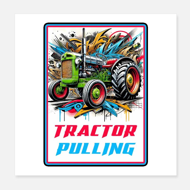 Tractor Pulling Power Poster 8" x 8" (20x20 cm)