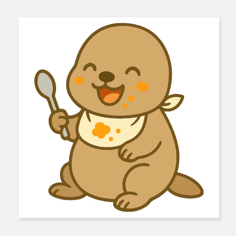 Bébé lion de mer – Drôle d’ami de la mer Poster 20 x 20 cm