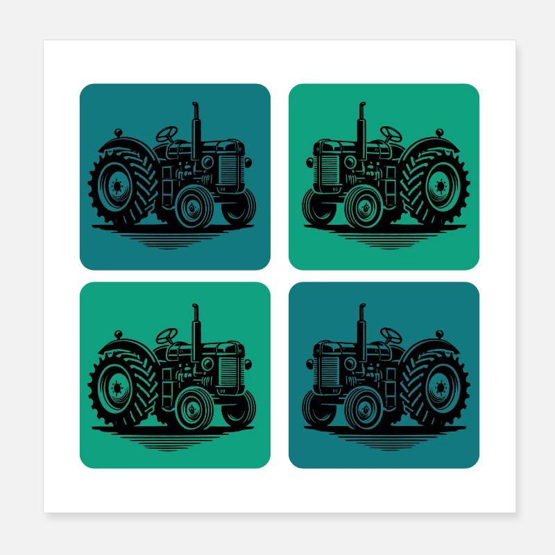 Tractor Design Poster 8" x 8" (20x20 cm)