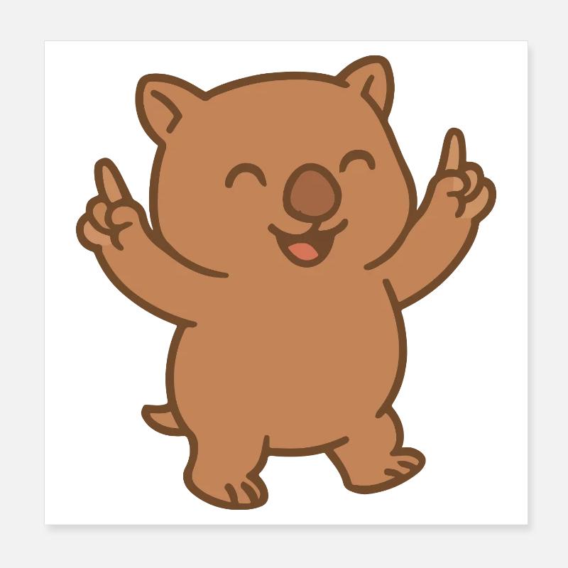 Bébé wombat heureux dansant Poster 20 x 20 cm