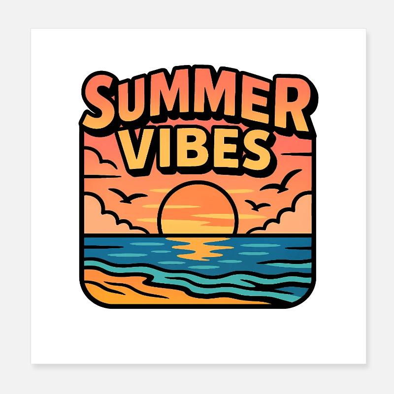 Summer Vibes coucher de soleil Poster 20 x 20 cm