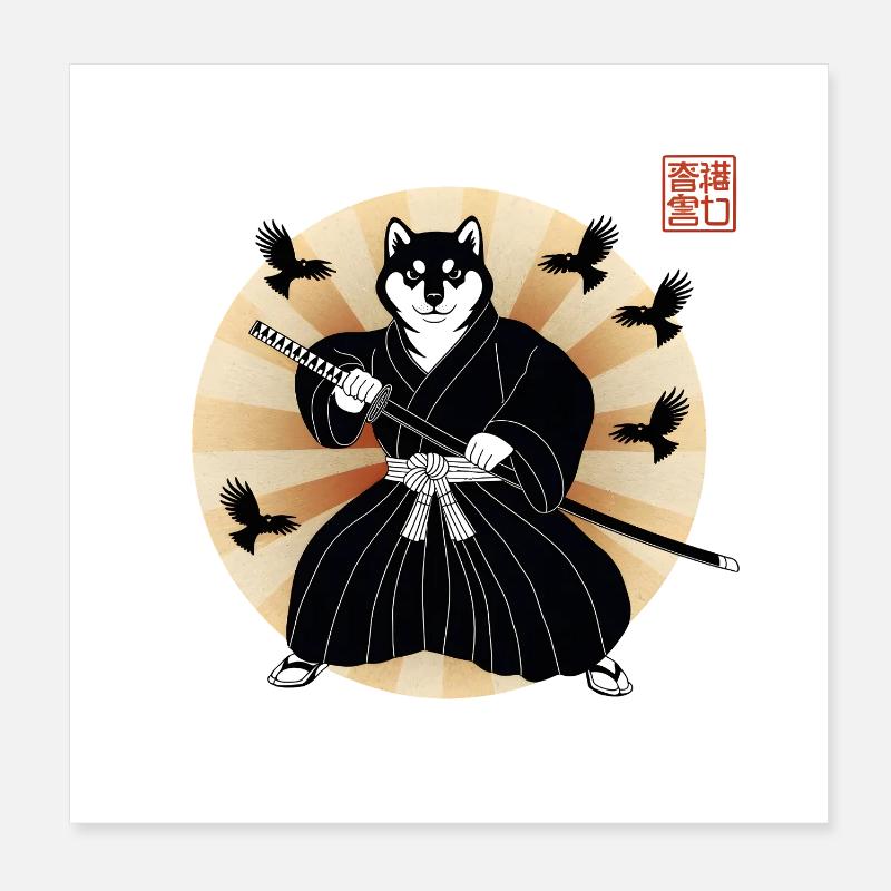 Shiba Samurai Poster 8" x 8" (20x20 cm)