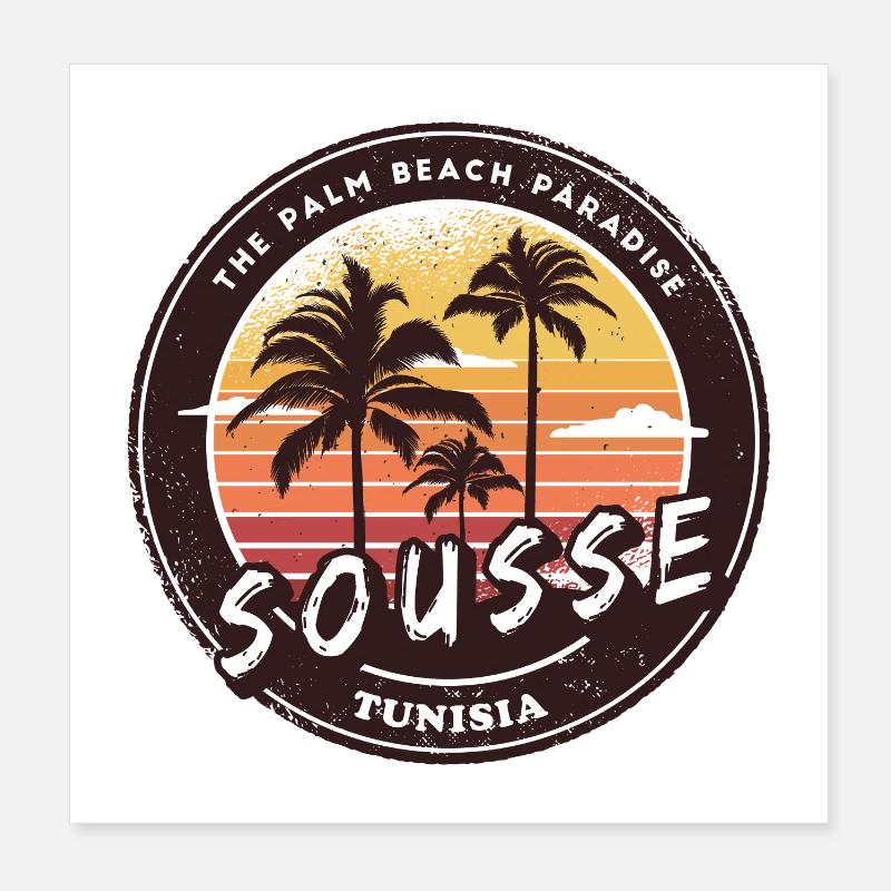Palmiers de Sousse Vintage Design Poster 20 x 20 cm