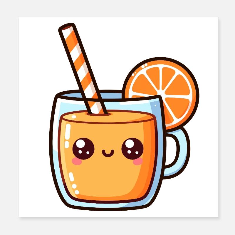 Conception de tasse de jus d’agrumes kawaii Poster 20 x 20 cm