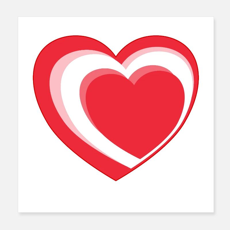 Red-White-Red Heart Poster 8" x 8" (20x20 cm)