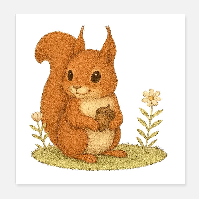 Nordic Forest - Squirrel Poster 8" x 8" (20x20 cm)
