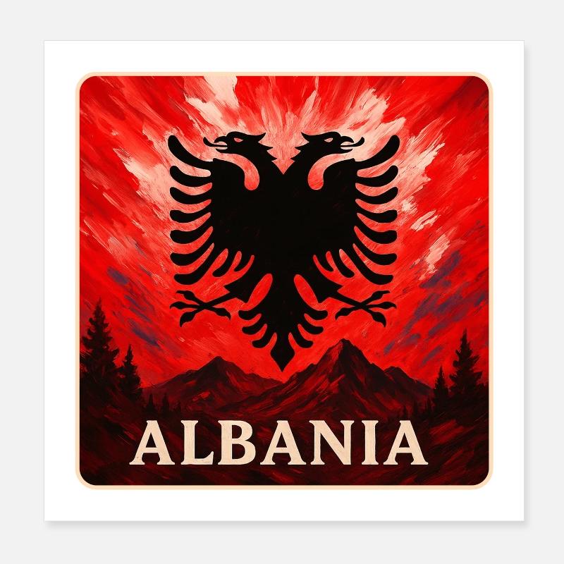 Albania Double Eagle Design Poster 8" x 8" (20x20 cm)