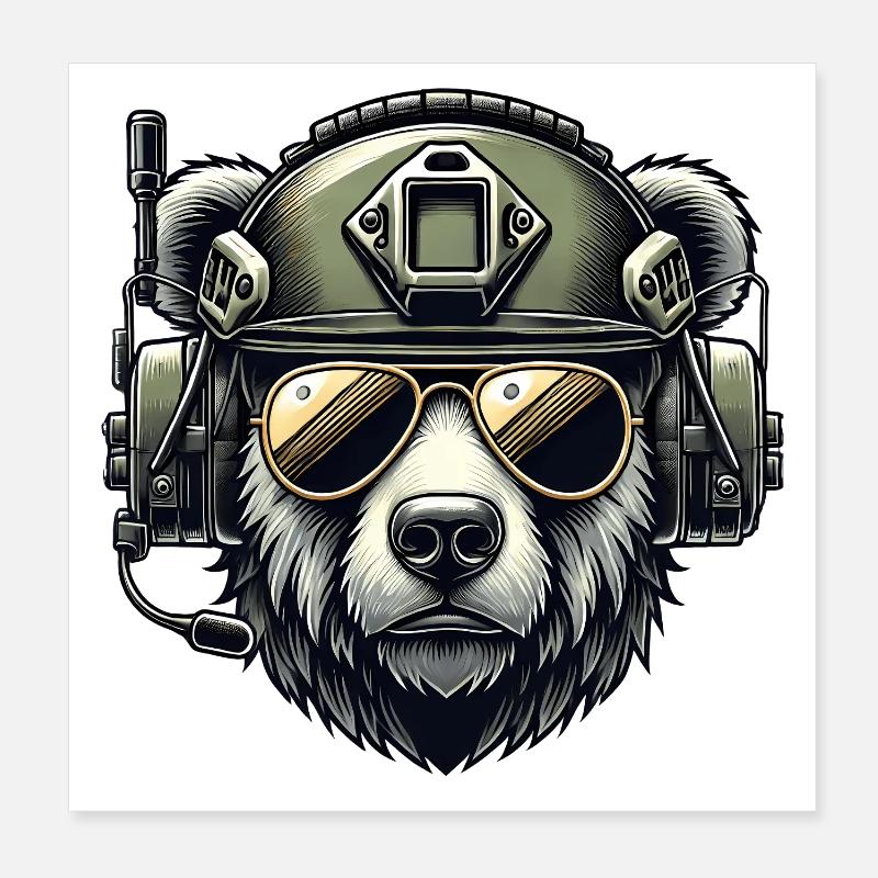 Conception militaire de l’ours Poster 20 x 20 cm