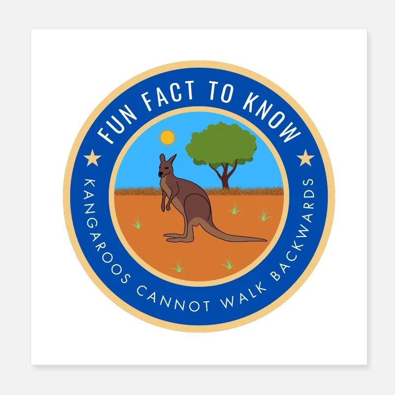 Kangaroos cannot walk backwards Poster 8" x 8" (20x20 cm)