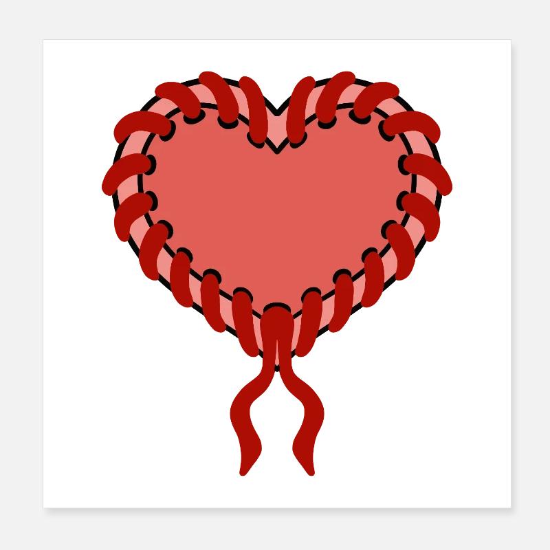 Genähtes Herz Poster 20x20 cm