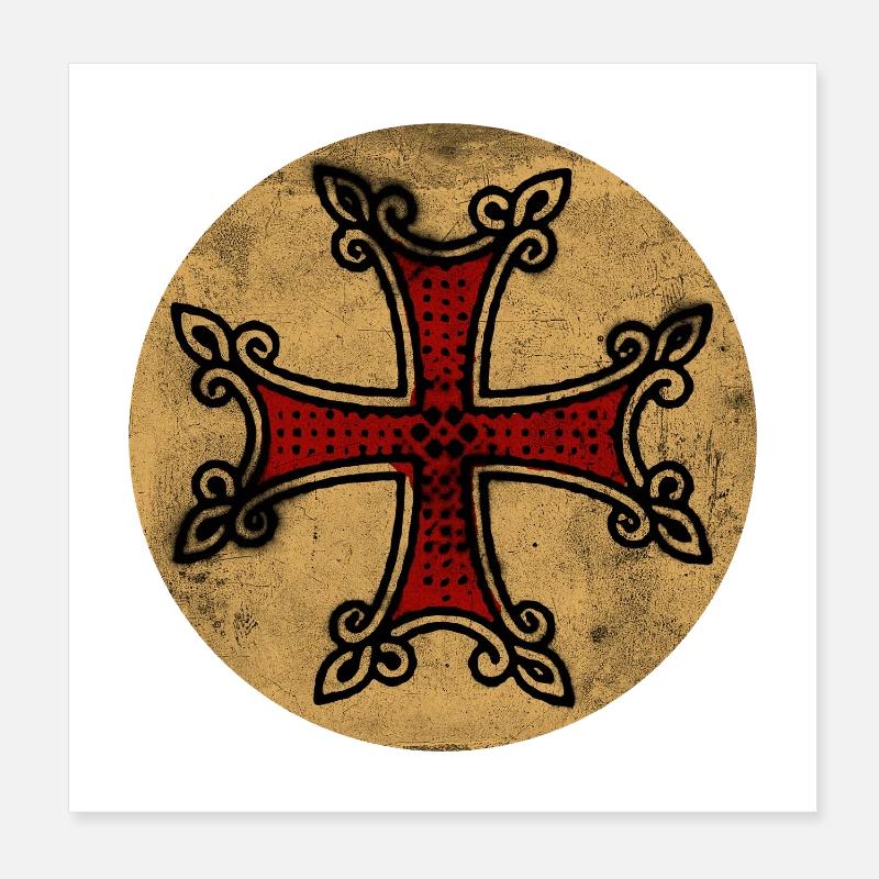 Croix arménienne dans cercle doré Poster 20 x 20 cm