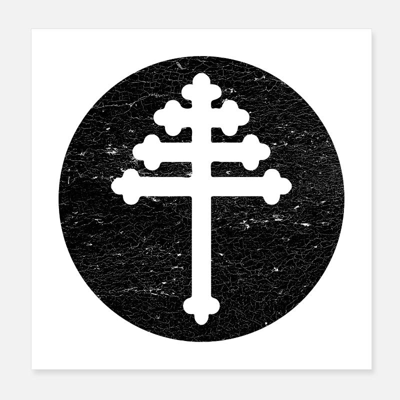 Croix maronite dans cercle noir Poster 20 x 20 cm