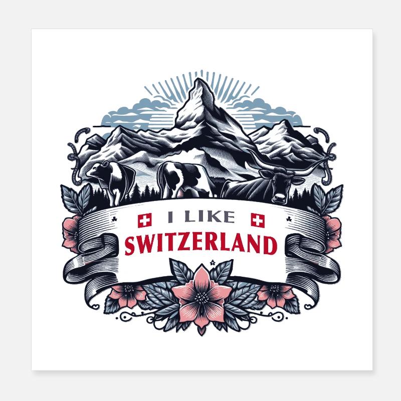 J’AIME LA SUISSE Poster 20 x 20 cm