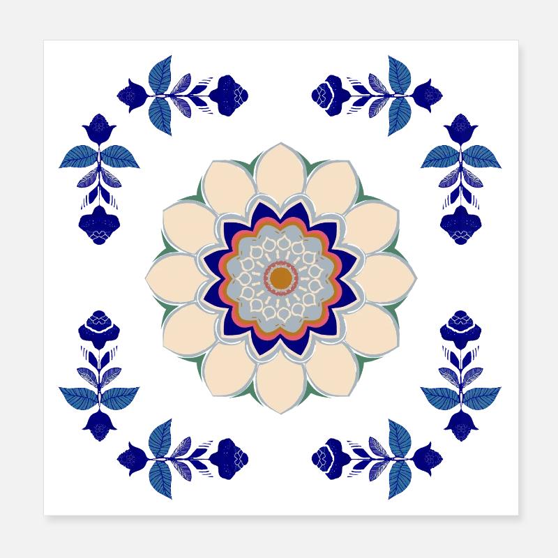 Tuile Retro Blossoms Poster 20 x 20 cm