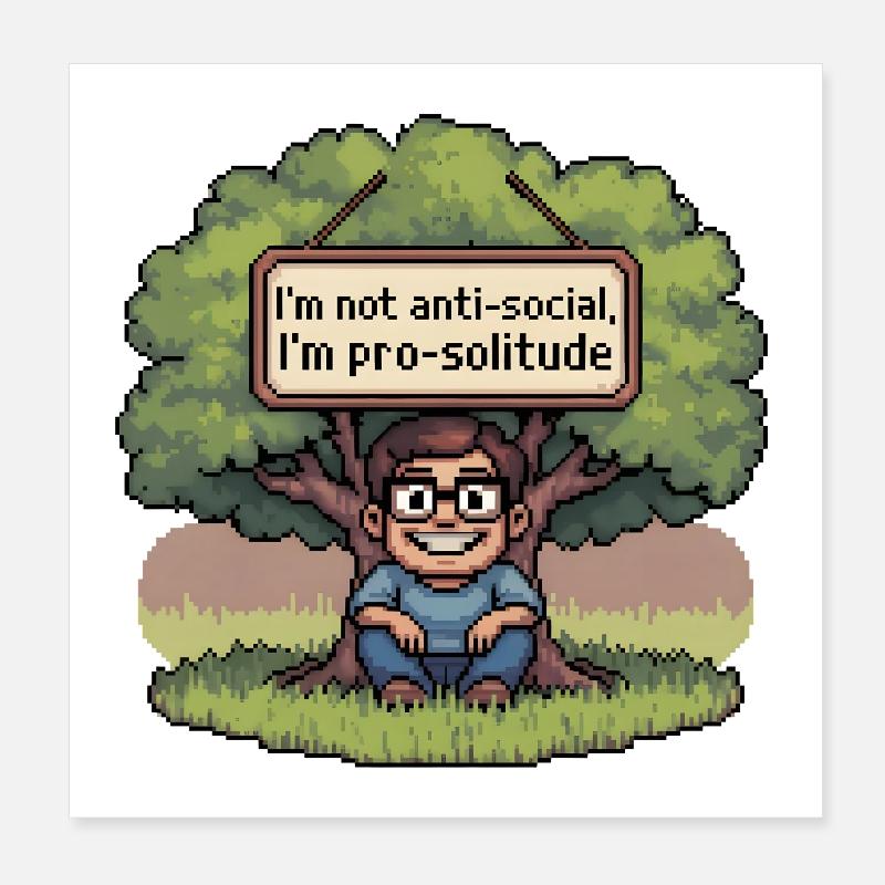 Pro Solitude Pixel Art Design Poster 20 x 20 cm