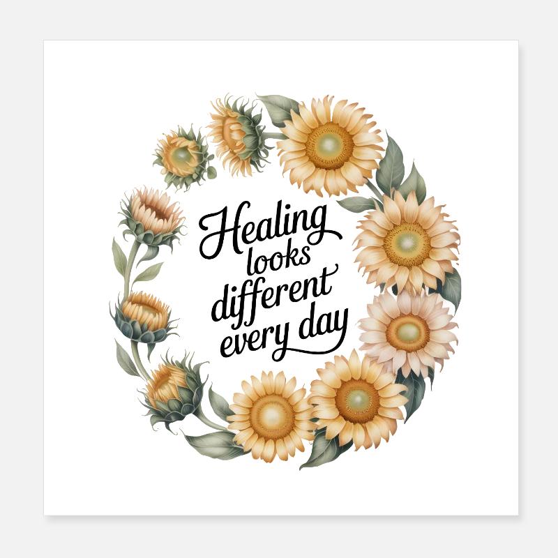 Blumenkrone mit Zitat Poster 20x20 cm