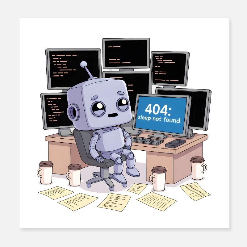 404: Sleep Not Found Poster 8" x 8" (20x20 cm)