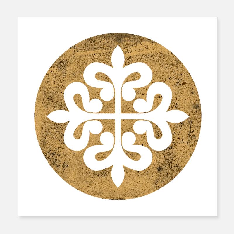Croix d’Alcantara dans un cercle doré Poster 20 x 20 cm