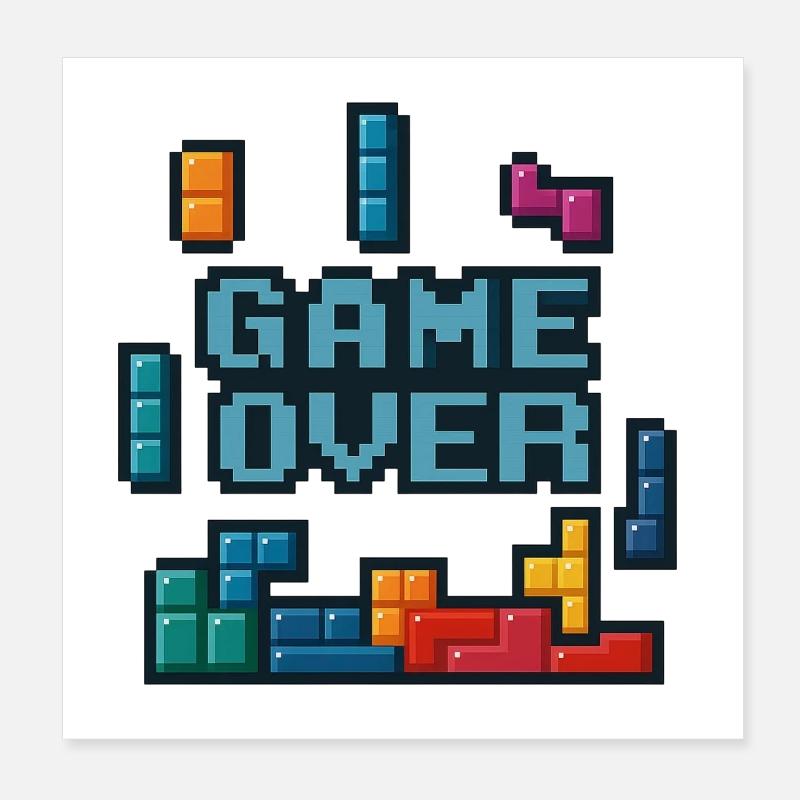 Pixel art Game Over Design Poster 20 x 20 cm