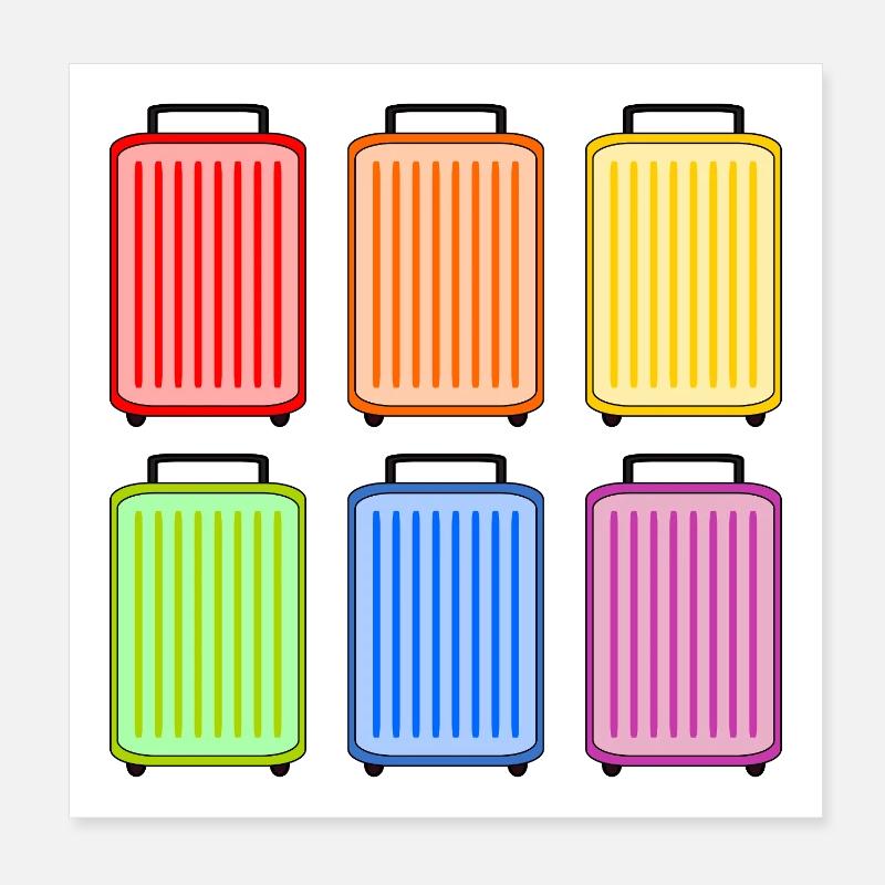 KOFFER REGENBOGEN - Poster 20x20 cm - Weiß