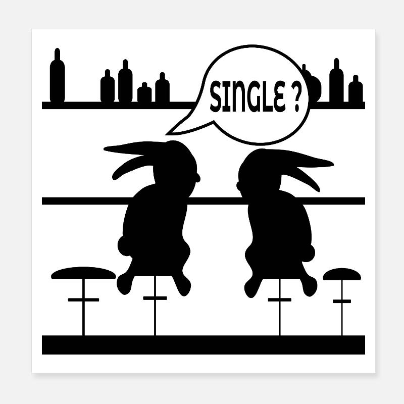 FUNNY SINGLE RABBIT Poster 8" x 8" (20x20 cm)