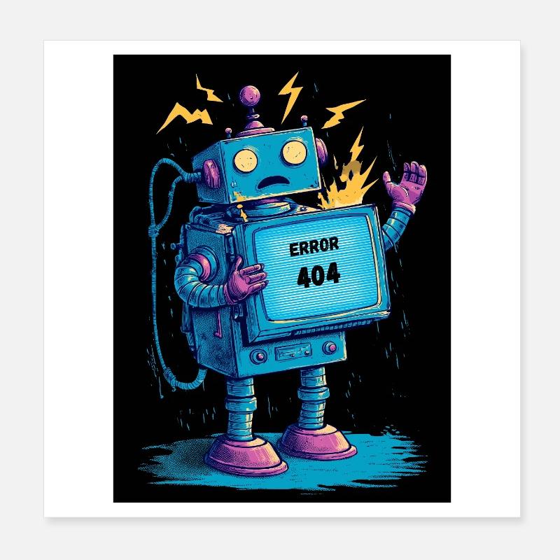 404 Bot – Gehirn nicht gefunden - Poster 20x20 cm - Weiß