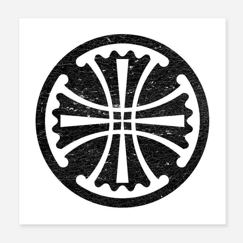 Croix de Canterbury dans un cercle noir Poster 20 x 20 cm