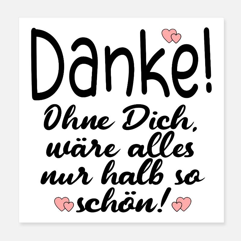 DANKE PARTNERSCHAFT FREUNDSCHAFT - Poster 20x20 cm - Weiß