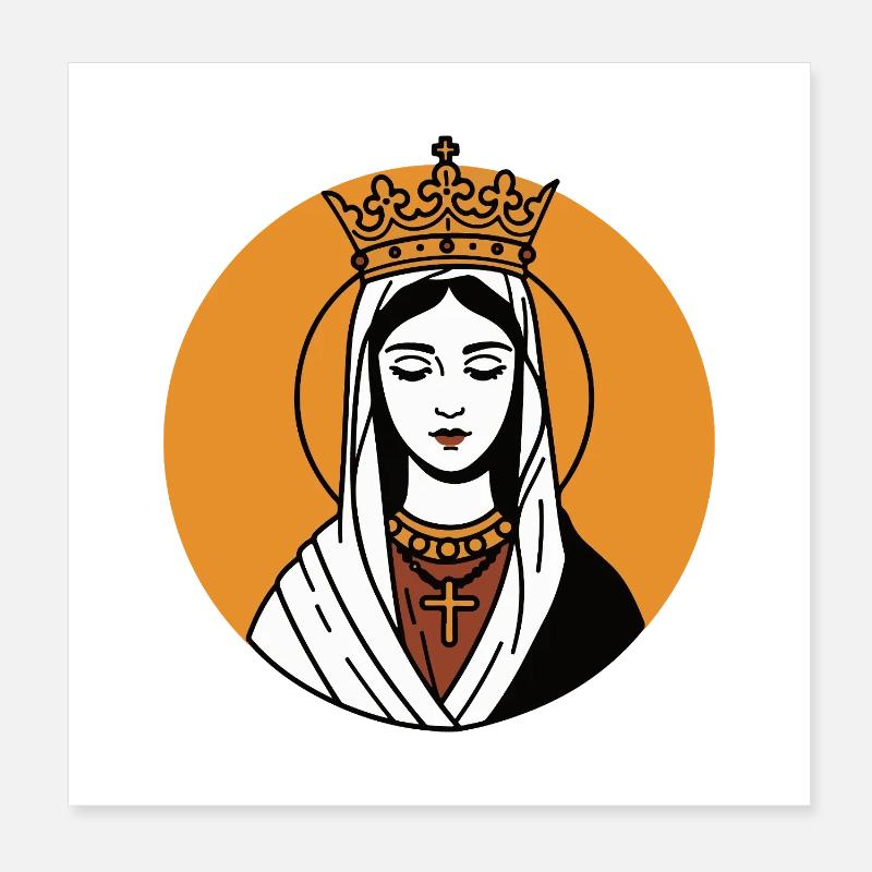 Crowned Saint with Cross in Medieval Icon Style Poster 8" x 8" (20x20 cm)
