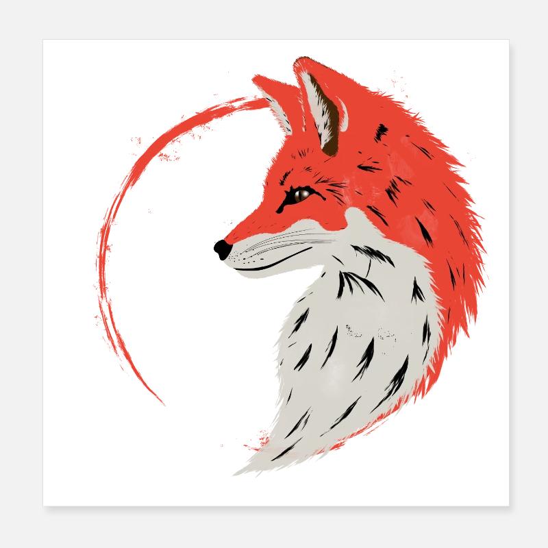 Enso Fox Poster 20 x 20 cm