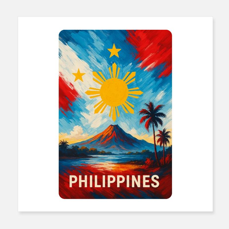 Conception du drapeau du paysage des Philippines Poster 20 x 20 cm