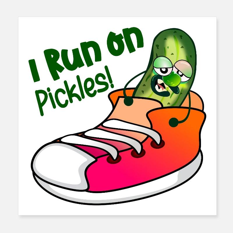 JE COURS SUR DES CORNICHONS Poster 20 x 20 cm