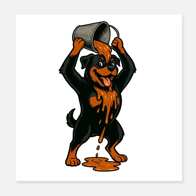 Rottweiler en couleur Poster 20 x 20 cm