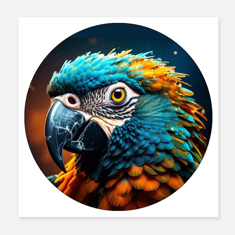 papagei,bunt,pailletten,glitzer,vogel Poster 20x20 cm