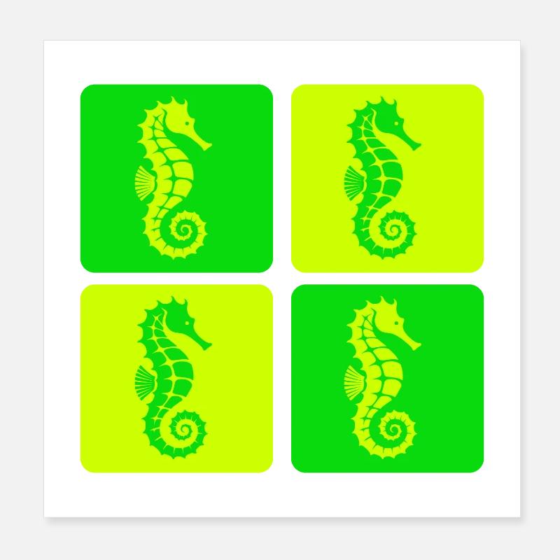 Seepferdchen Meer Design Poster 20x20 cm