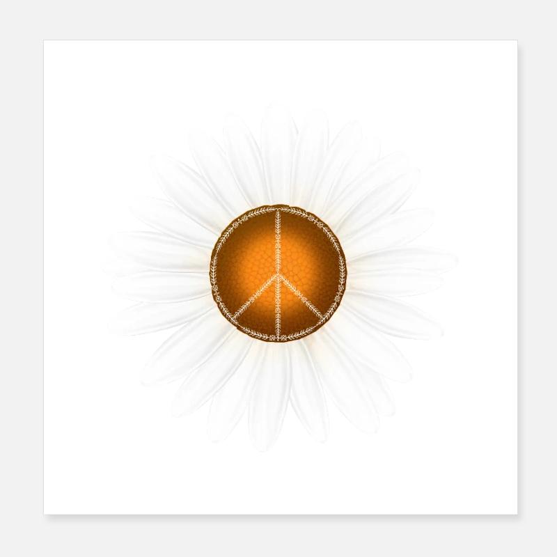 Frieden Liebe KIndness Daisy Design Poster 20x20 cm
