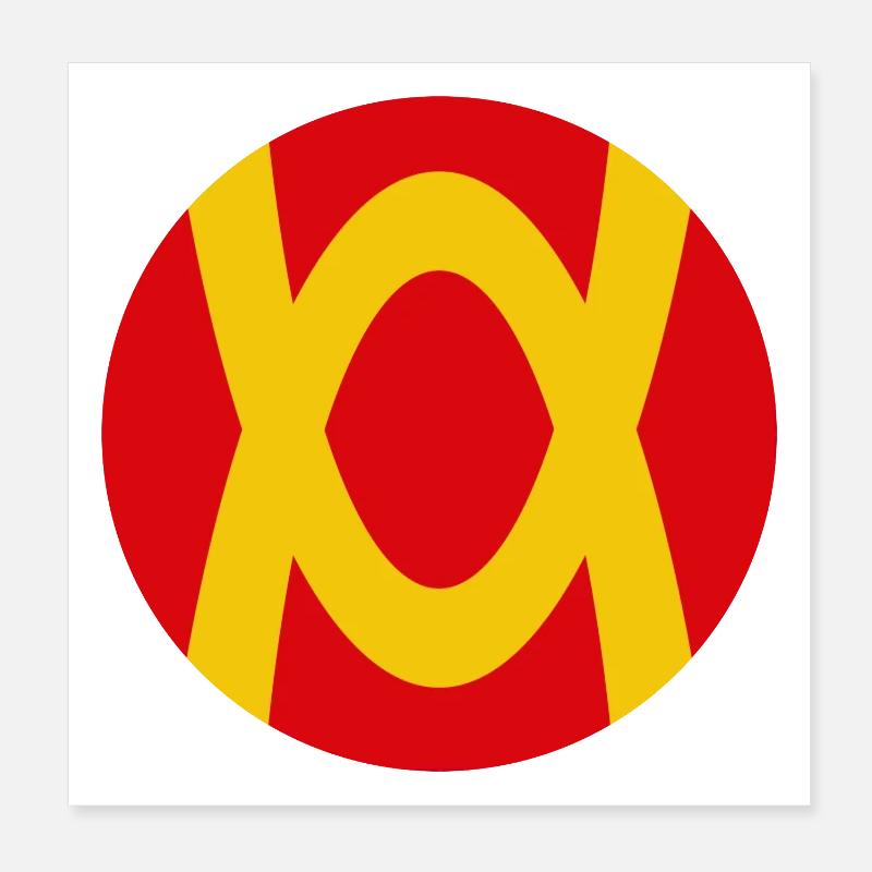 Jeu abstrait de couleurs avec contraste rouge-jaune Poster 20 x 20 cm