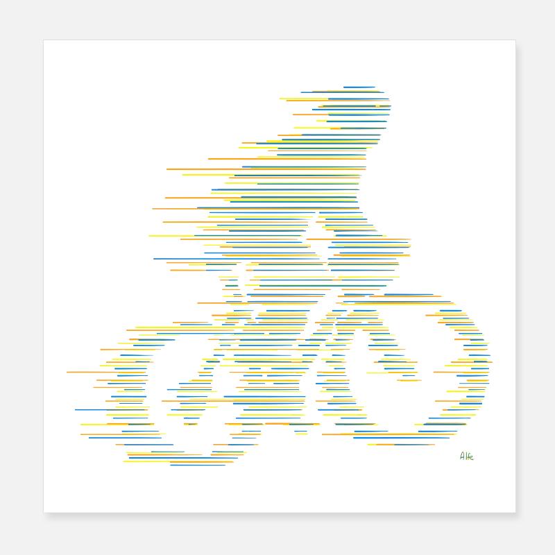 Lignes de vélo de route Idée cadeau de vélo coloré Poster 20 x 20 cm