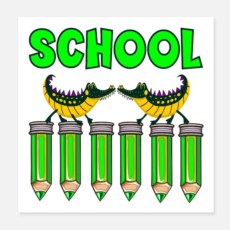 CRAYON D’ÉCOLE ENFANTS ALLIGATORS Poster 20 x 20 cm