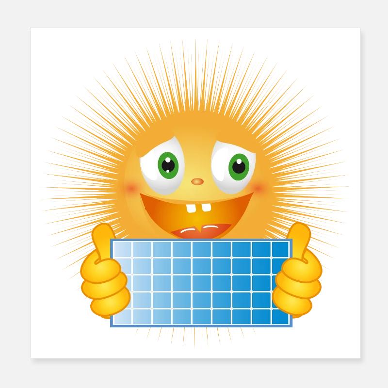 Strahlende Sonne mit Solartafel Poster 20x20 cm