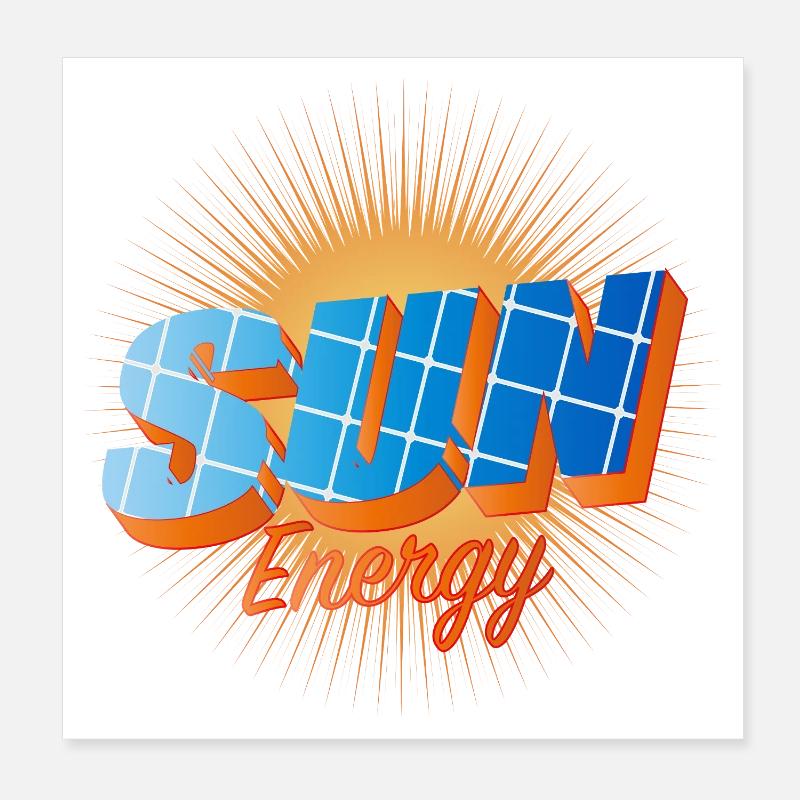Typographie avec des cellules solaires et un soleil éclatant Poster 20 x 20 cm