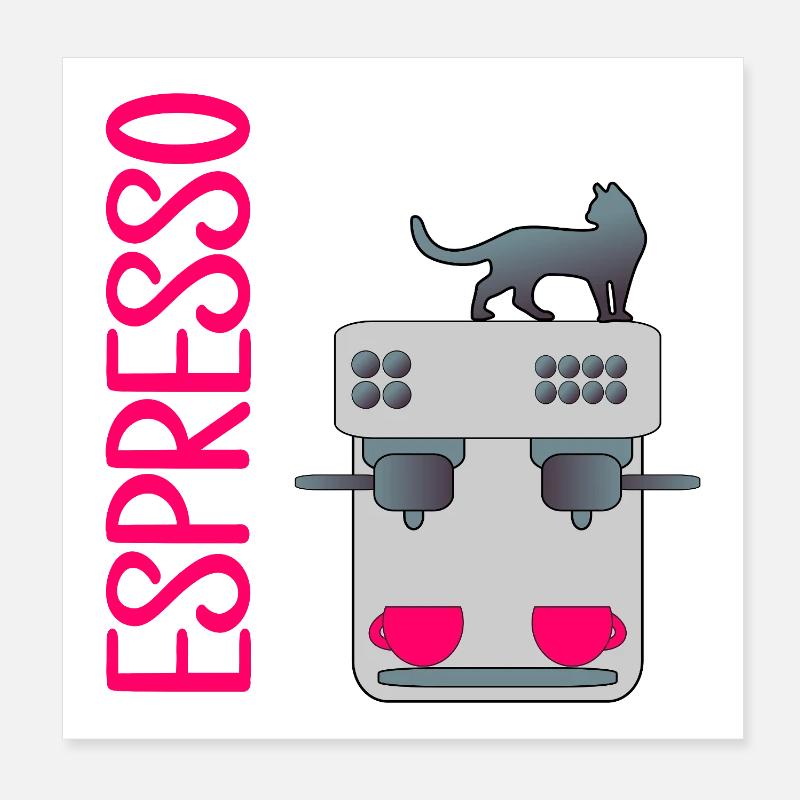 CAFETIÈRE EXPRESSO CHATS Poster 20 x 20 cm