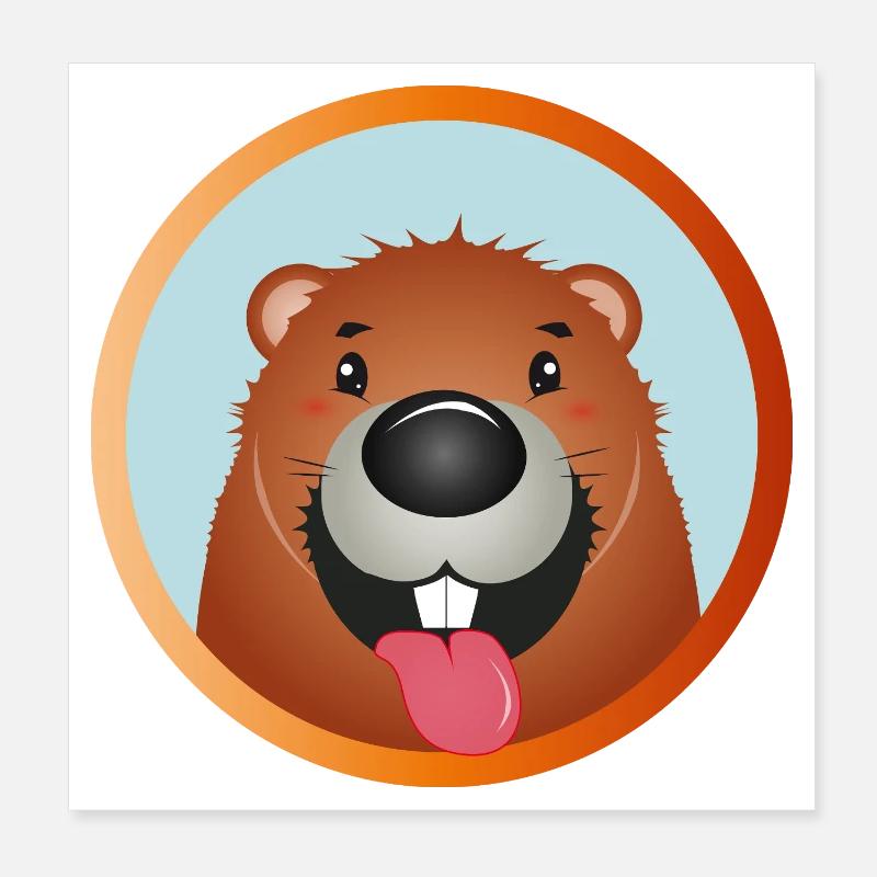 Vilain castor avec la langue qui sort Poster 20 x 20 cm