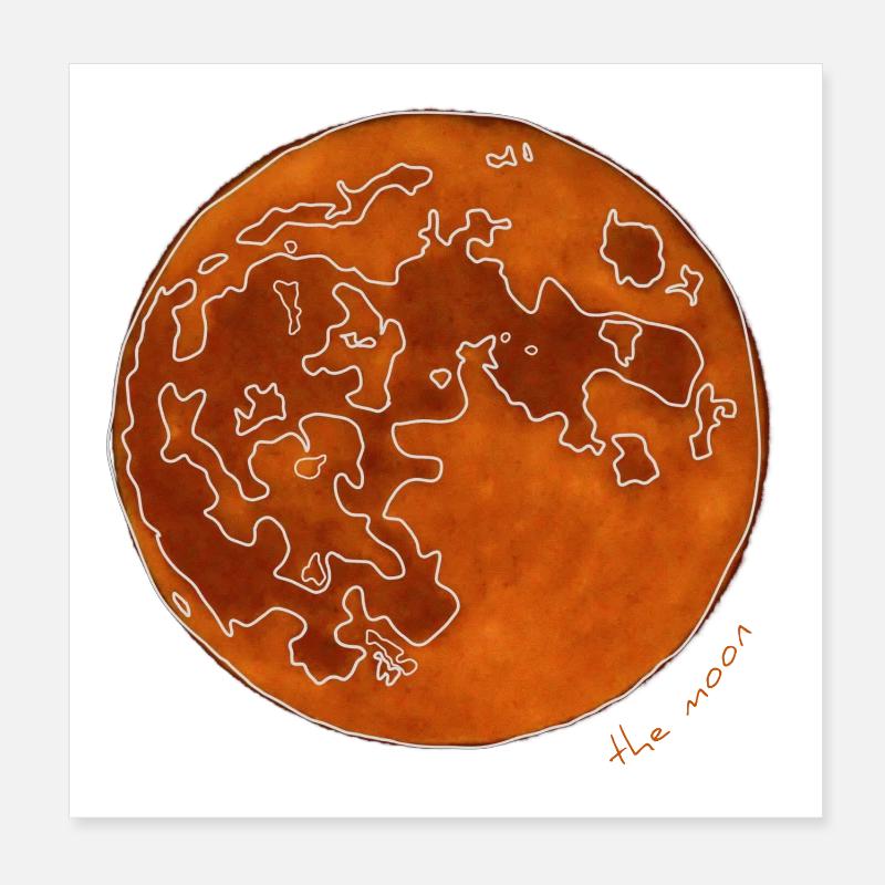 THE ORANGE MOON Poster 8" x 8" (20x20 cm)