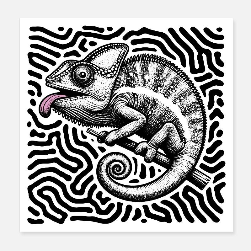 Caméléon art tribal pastel Poster 20 x 20 cm