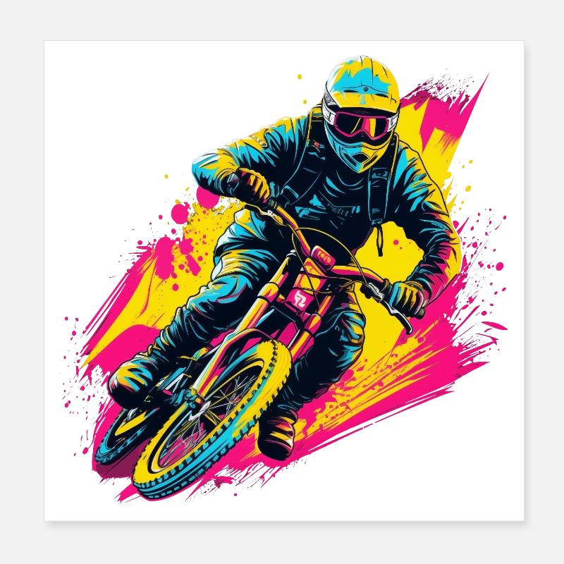 BMX Biker Steamwave Poster 8" x 8" (20x20 cm)