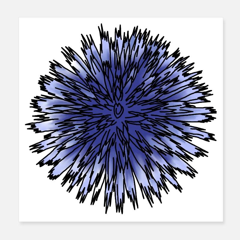 Blue Thistle Flower Poster 8" x 8" (20x20 cm)