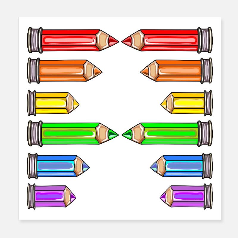 LETTRE UN NOM CRAYONS DE COULEUR D’ÉCOLE Poster 20 x 20 cm