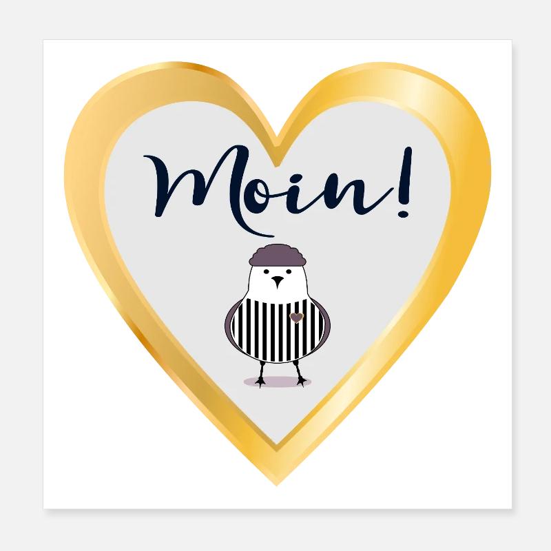 HERZ MOIN - MÖWE NORDDEUTSCHLAND - Poster 20x20 cm - Weiß